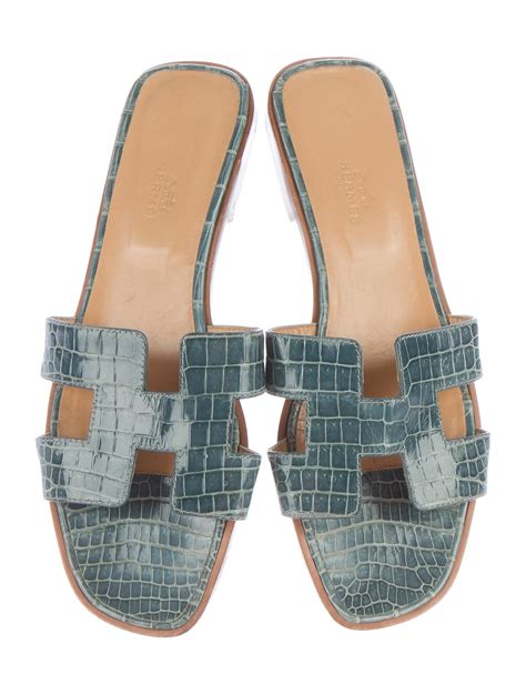 hermes glitter oran sandals|Hermes oran crocodile sandals.